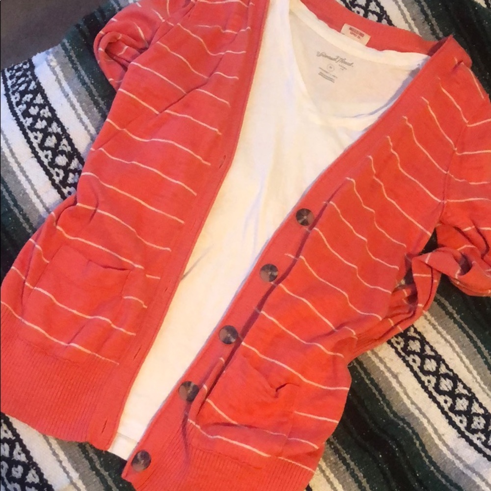 Orange & White Striped Cardigan